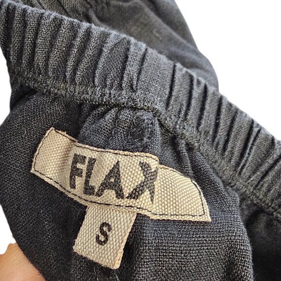 FLAX Womens 100% Linen Wide Leg Pants, Lagenlook, Black, Pockets, Size S - Picture 5 of 9